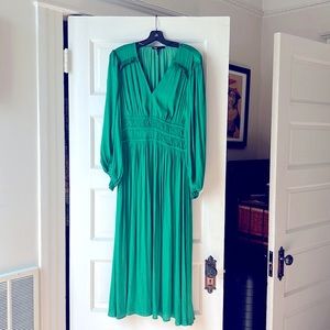 MAJE Riannette Smocked Midi Dress